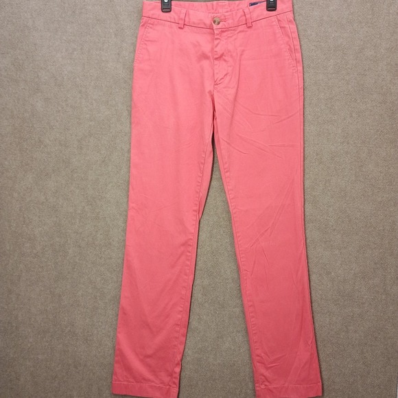 Vineyard Vines Pants Mens 30X33 Pink Coral Cotton Twill Straight Leg Pant *FLAW* - Picture 1 of 12